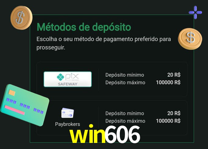 O cassino win606 oferece uma grande variedade de métodos de pagamento